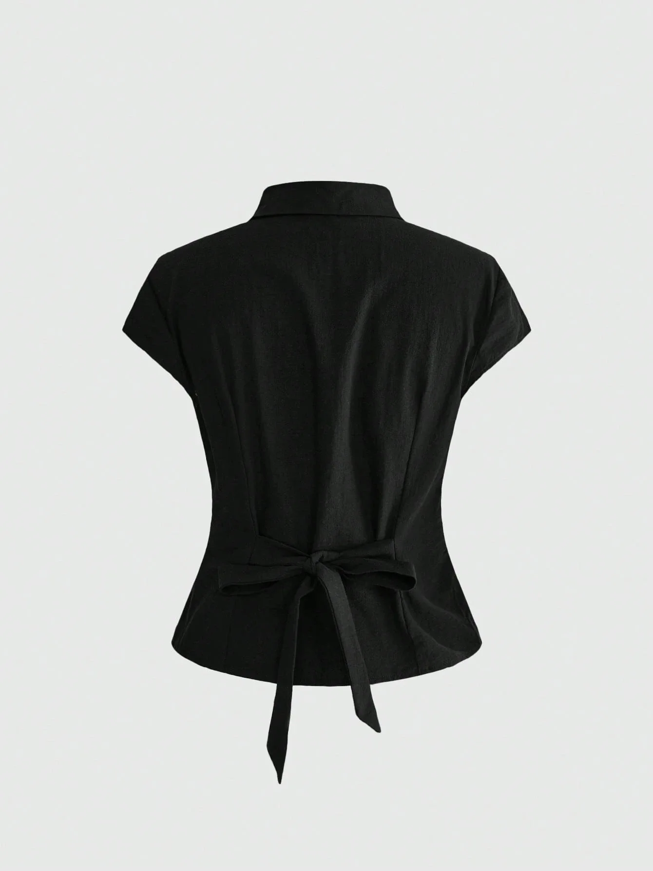 Women New Chinese Style Short Sleeve Blouse Point Collar Frog Buttons Slim‑Fit Cropped Shirt Vintage Fitted Top