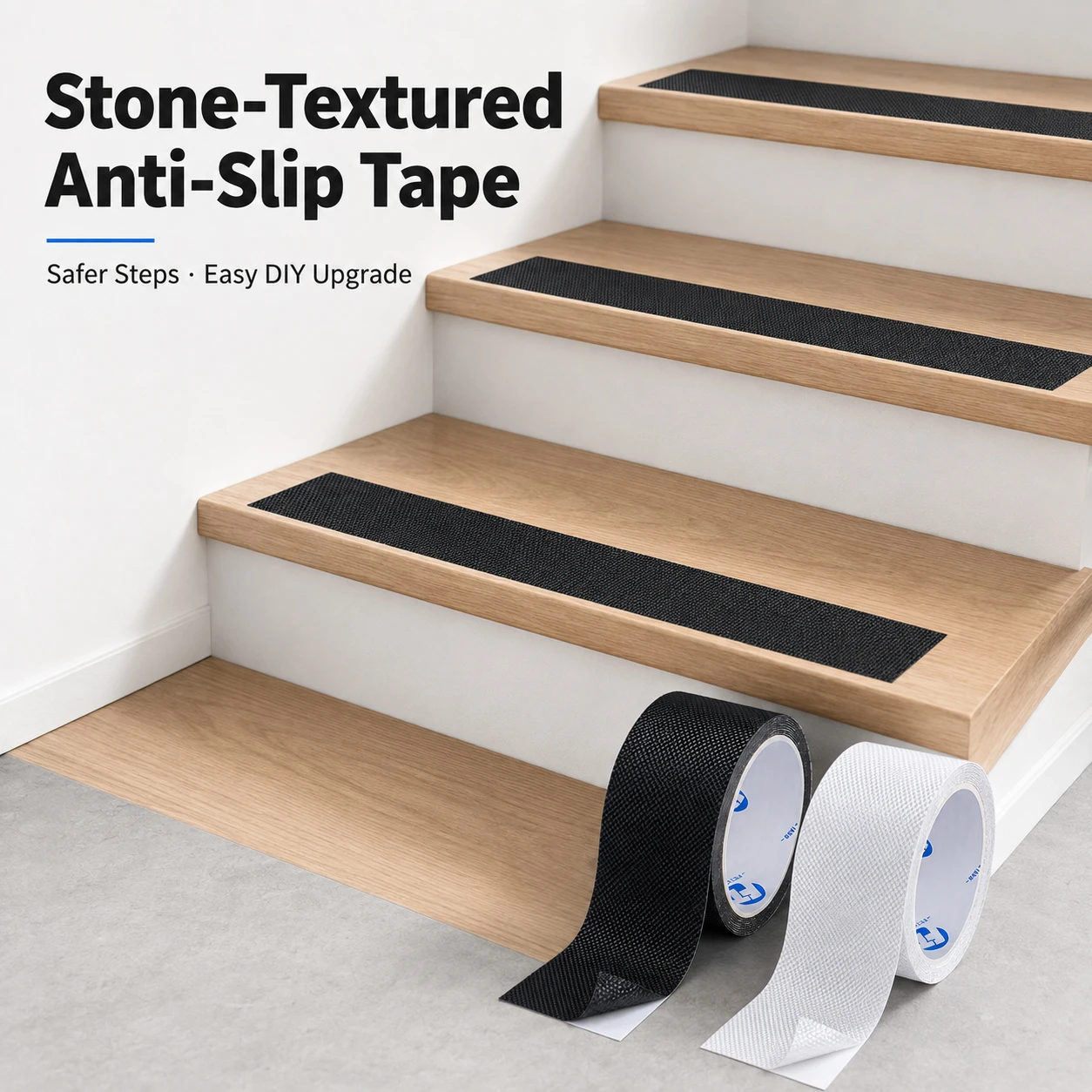 Anti-Slip Stair Tape Self-Adhesive Safety Grip Tape for Wooden Tile Stone Steps, Cut-to-Fit Stair Tread Strip