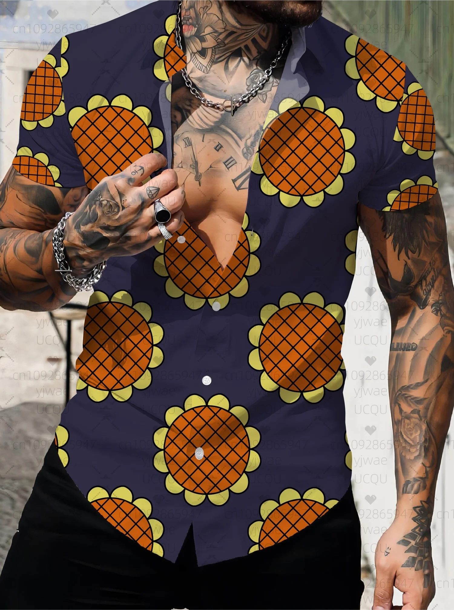 

2025 Men's Japan Anime Hawaiian Graphic Print Short Sleeve Lapel Shirt Tops Men's Casual Button-Down Shirts Daily Wear shirts