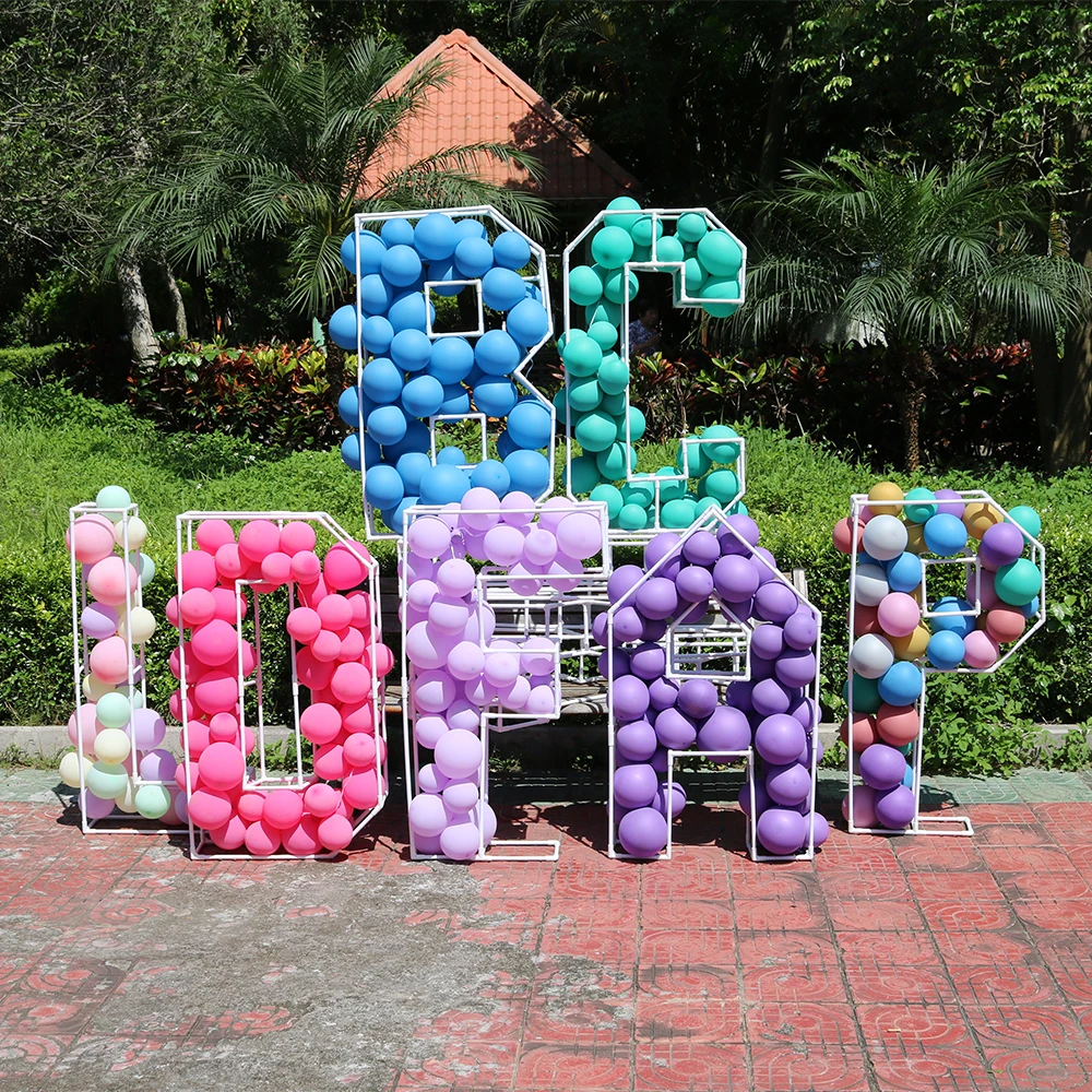 PVC Letter Mosaic Frame Alphabet Templates DIY Big Giant Letter Number Balloon Filling Stand Wedding Birthday Party Decorations