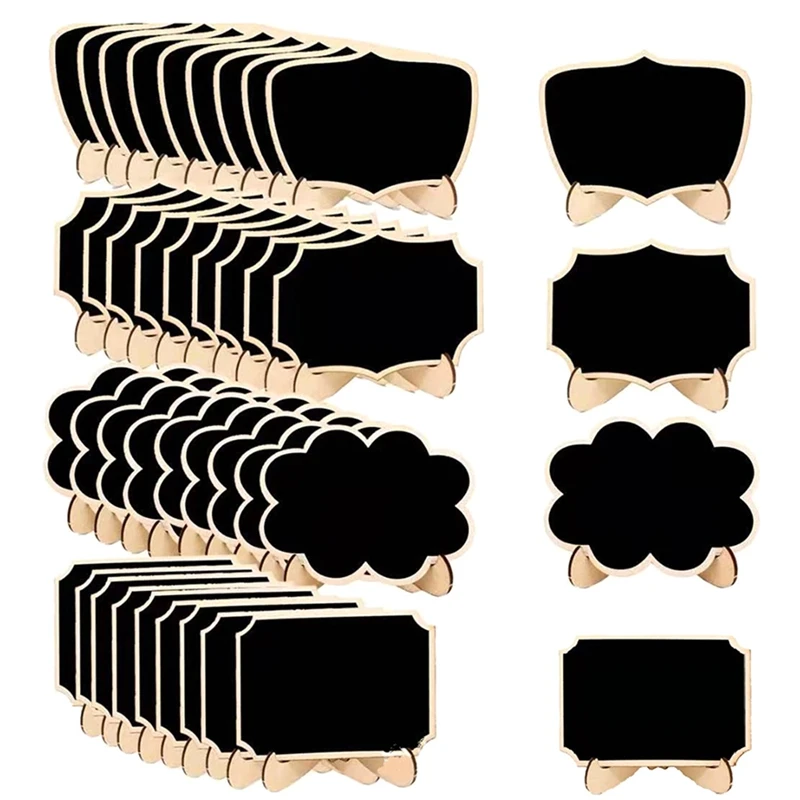 40PCS Wood Chalkboard Small Blackboard With Support Easels 4 Different Styles For Wedding Label Parties Event Decor