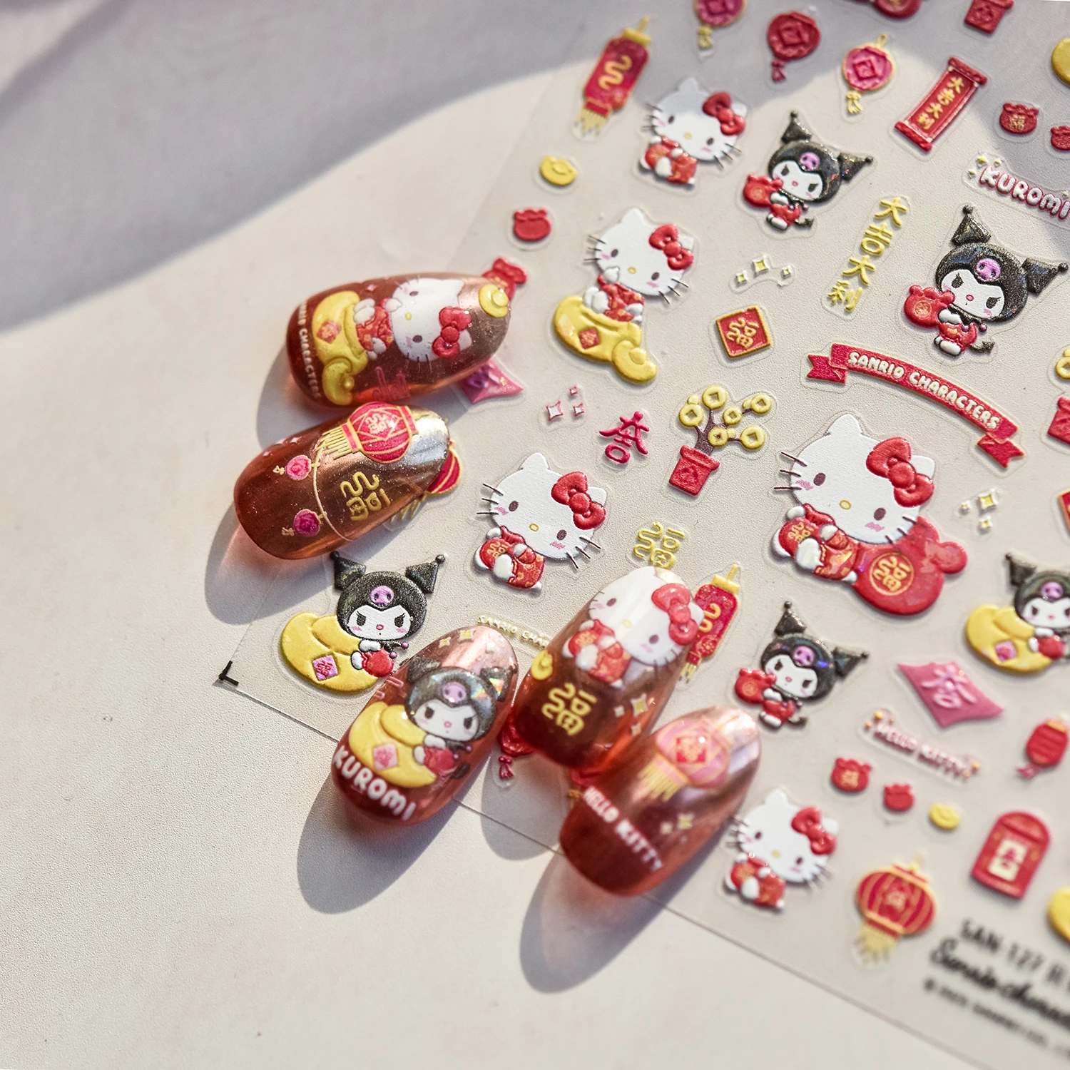 

5D Tomoni Cartoon Hello Kitty Cinnamorol Nail Stickers Kuromi My Melody Sliders For Nails Nail Art Supplies Nail Art Accessories