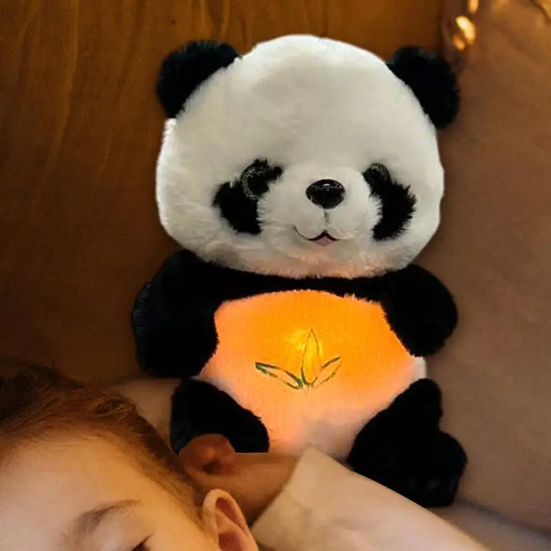 Niedliches, beruhigendes Relief-Panda-Schlafspielzeug, atmendes Licht, Stofftier, Puppenfigur, Spielzeug, Schlafkumpel, integrierte Sensor-Plüschtiere