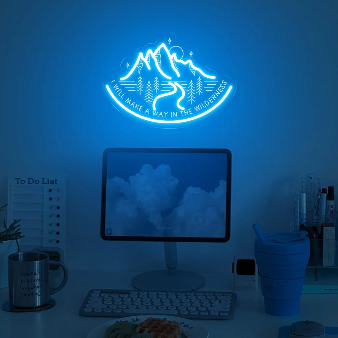 

I will Make a Way in the Wilderness неоновая вывеска, элегантная вывеска с христианской цитатой в стиле бохо, декор из библейских стихов, настенная вывеска