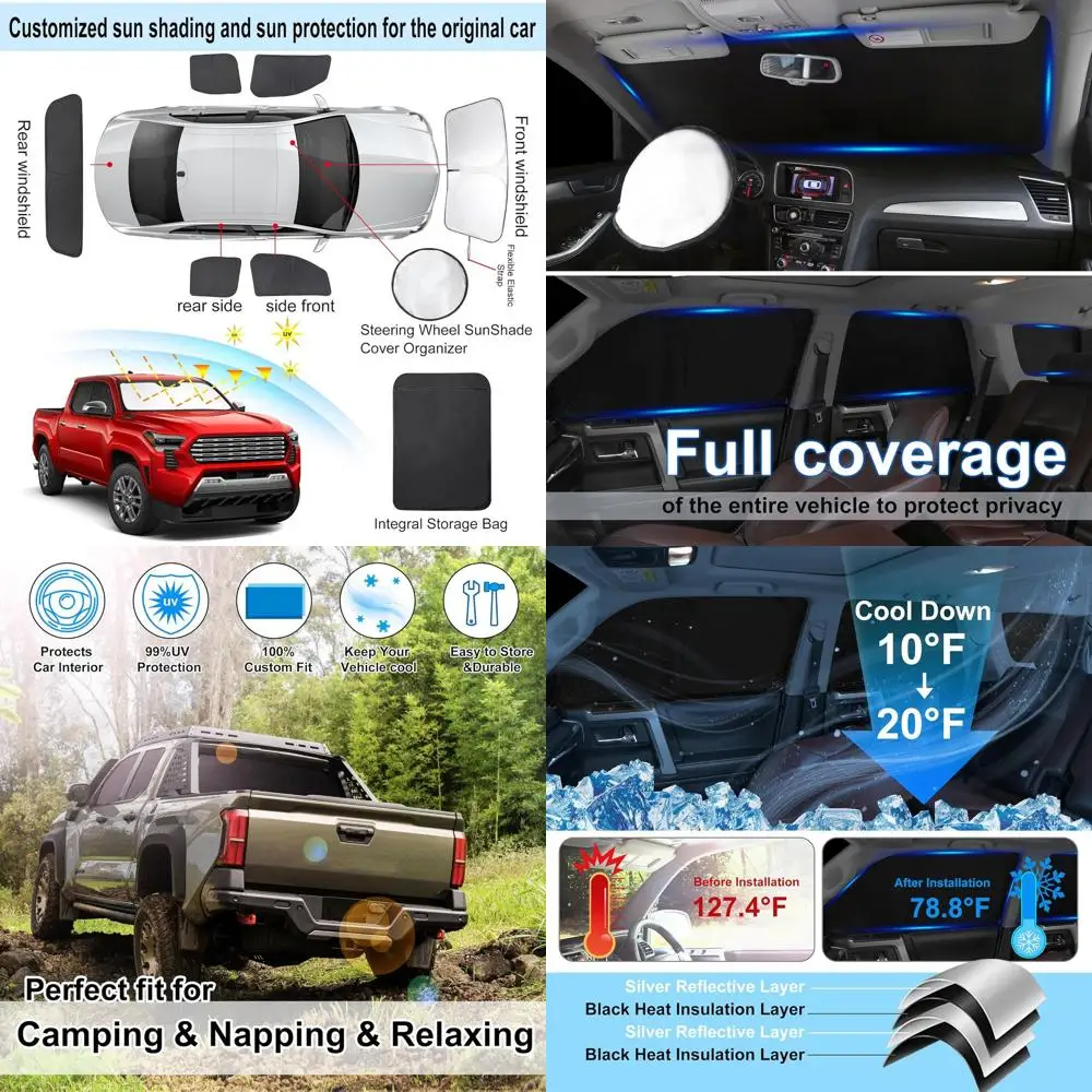 

Universal Car Sunshade Set with Side and Rear Window Covers for Privacy and Temperature Control