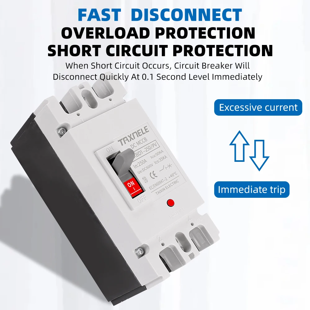 Solar Molded Case DC Circuit Breaker MCCB Overload Protection Switch Protector Solar Photovoltaic PV 150A 250A Battery Isolator