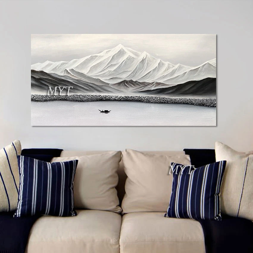 

3D Abstract Wall Art Canvas Mountain Picture Landscape Oil Painting Unframed Lakeside Hand-painted Artwork Decoration Gift