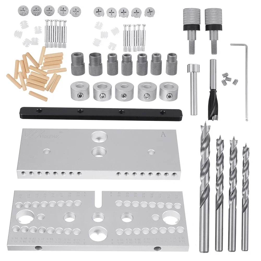 Dowel Jig Woodworking Hole Puncher Drill 3 In 1Positioning Guide 7/8/10MM M14 M18 Aluminum Wood Positioning Hole Opener DIY Tool