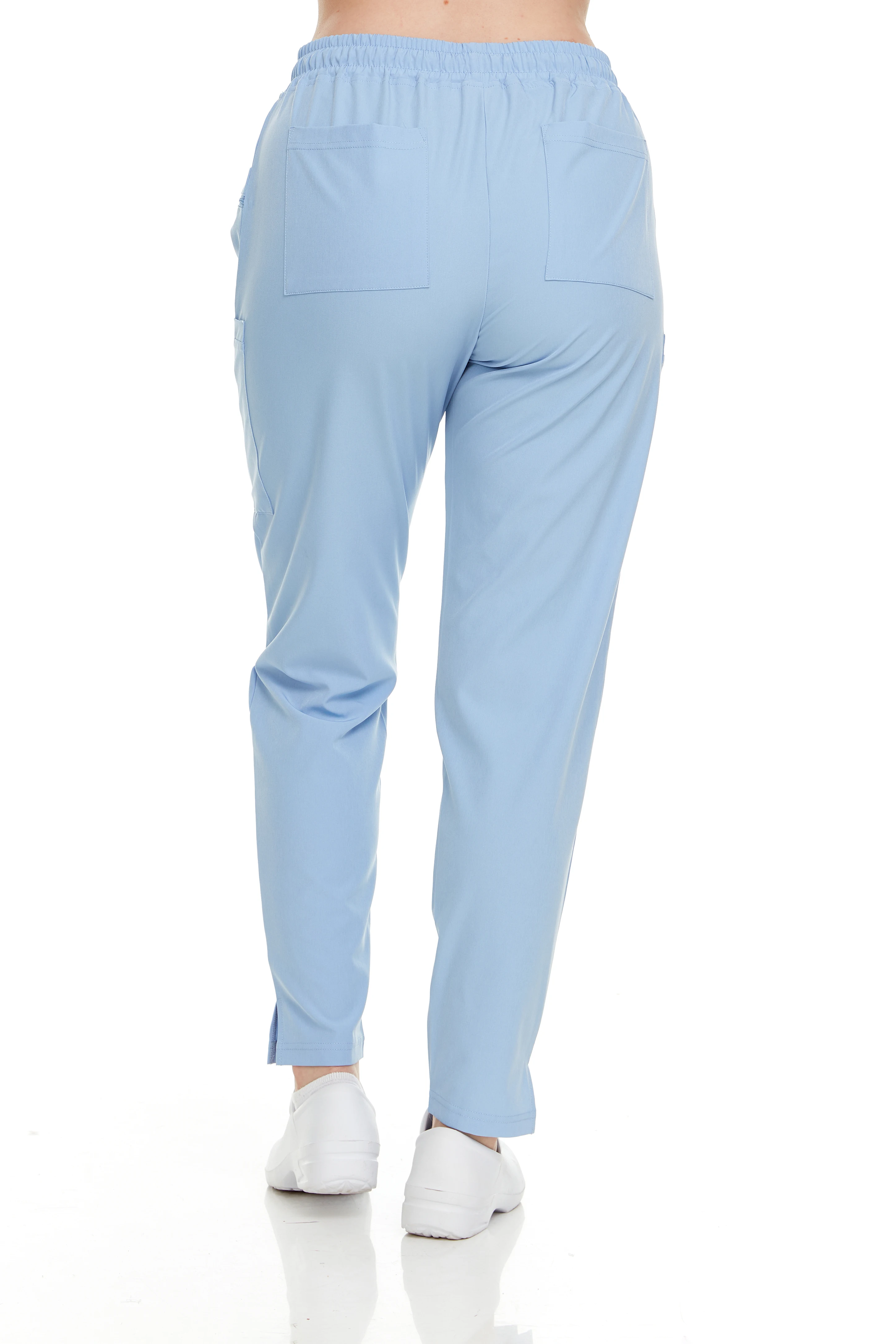 Heal + Wear Ladies Tapered Scrub Pant With Double Front Pockets And Two Front Zipper Pockets / Two Cargo Side Pockets And Two Ba