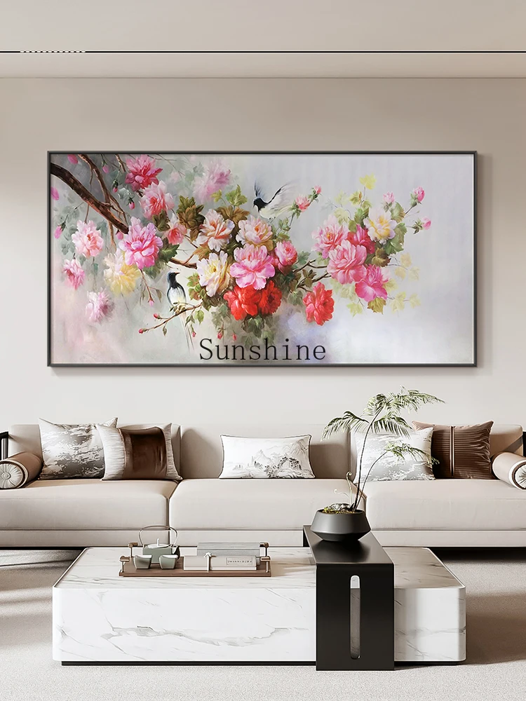 Flowers bloom rich modern simple pure hand-painted flower oil painting high-end art decorative painting