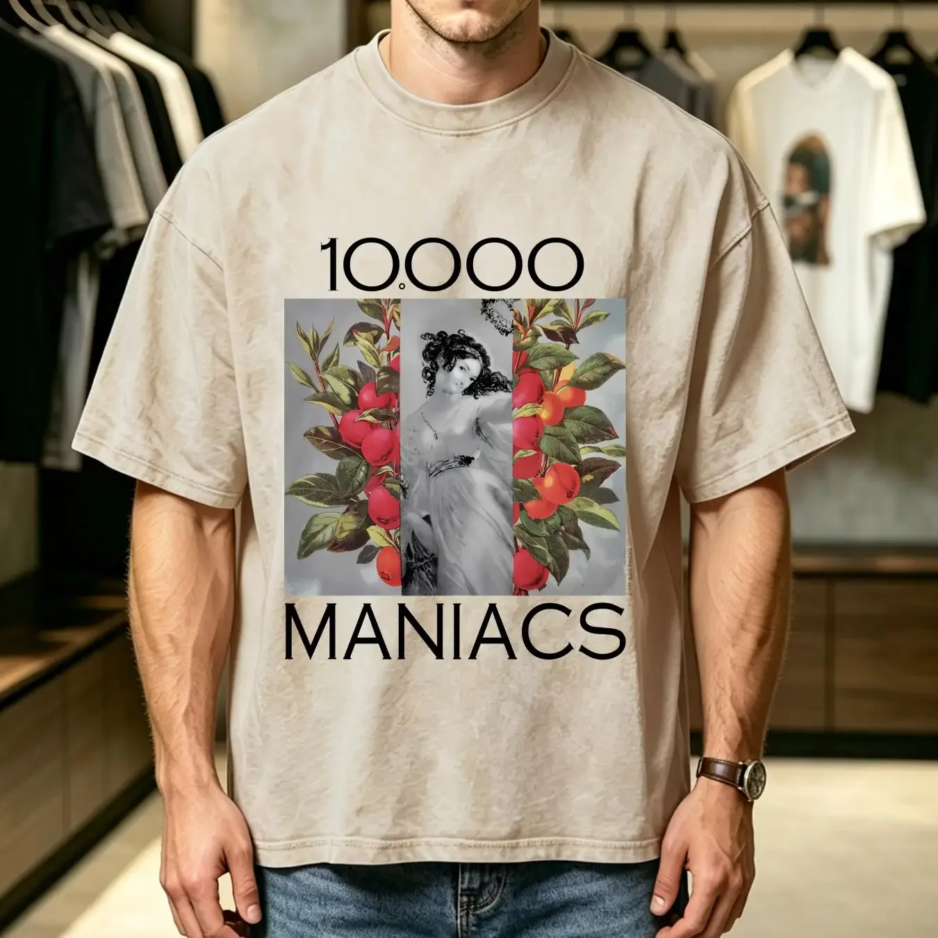washed T Shirt 1993 10 000 Maniacs Our Time In Eden Full Size S 5XL SN185 long or short sleeves vintage Washed Versatile