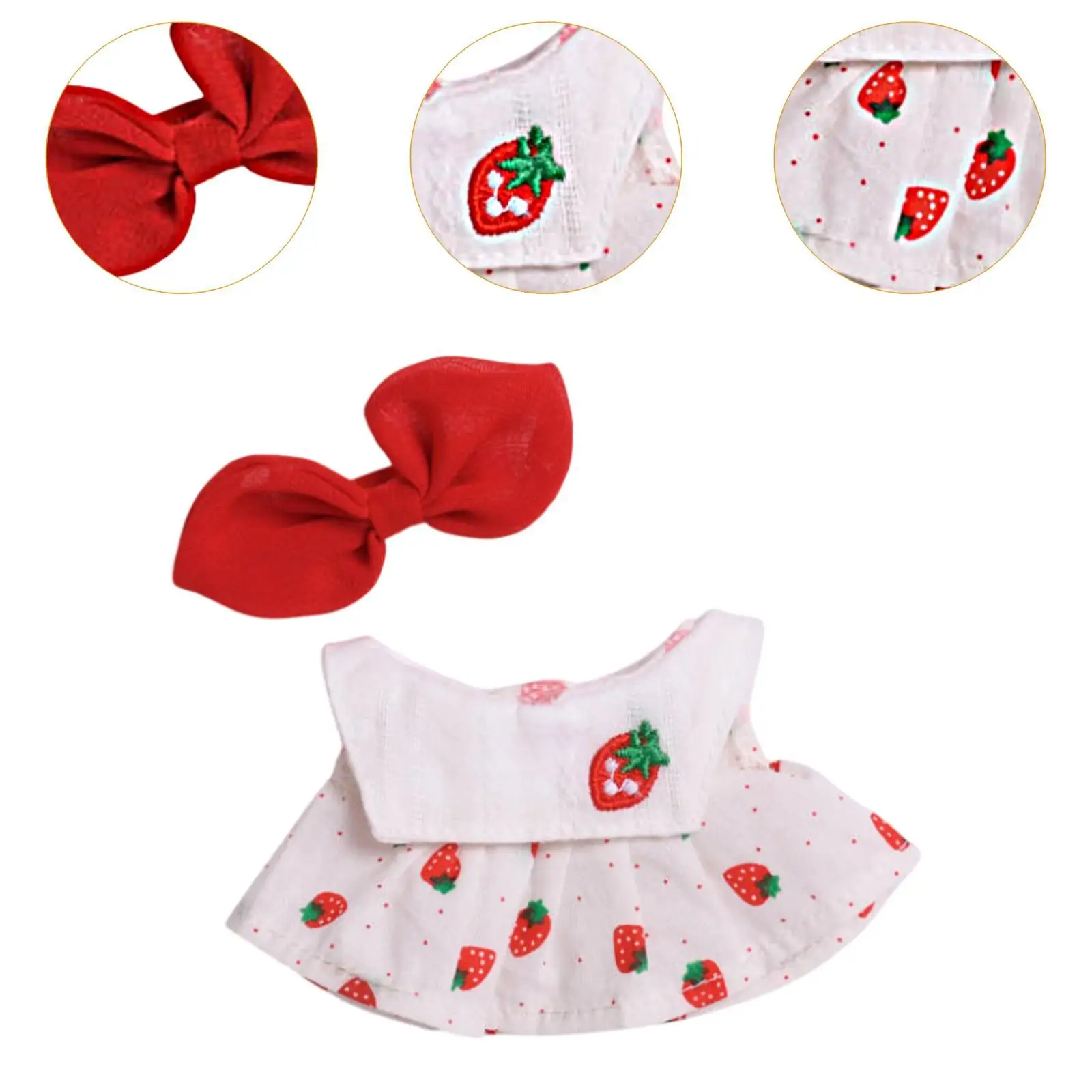 Plush Doll Suspender Skirt Dress up Pretend Play DIY Photo Props Educational with Hair Accessory Brace Skirt for 5.91'' Dolls