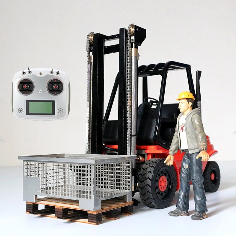 

1/14 Remote Control Hydraulic Forklift Full Metal Model JDM-121 Simulation Lift Remote Control Car with Wooden Pallet Boy Toy