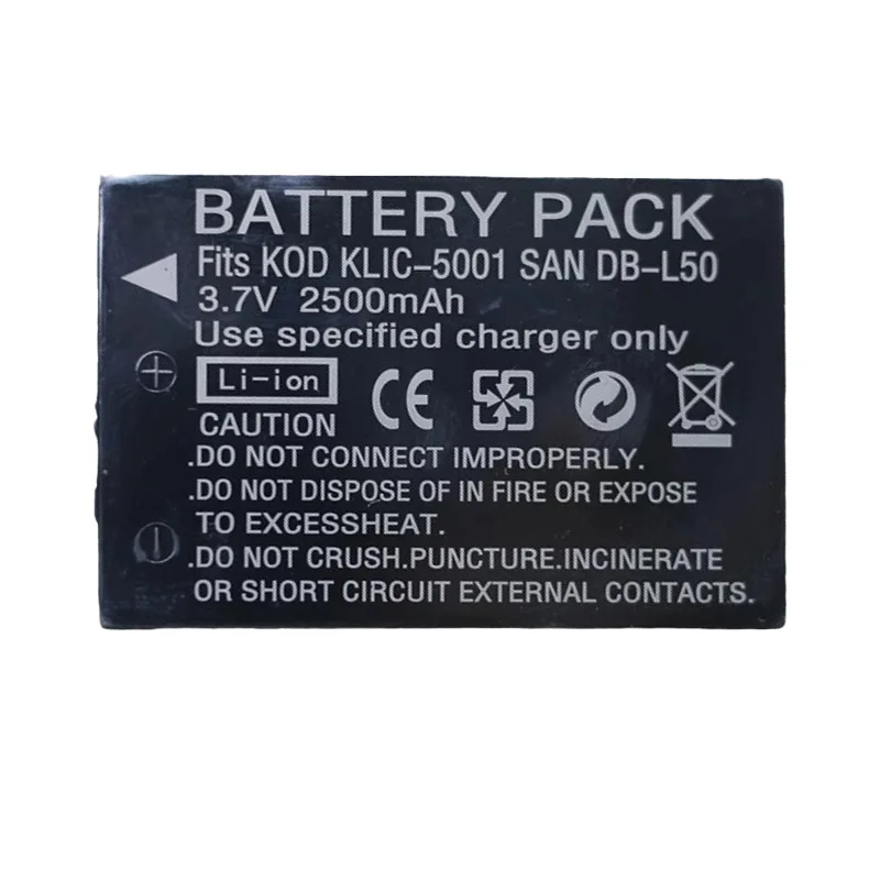 3.7V 2500mAh KLIC-5001 DB-L50 カメラバッテリー Kodak Easyshare P712 P850 P880 Z730 Z760 Z7590 DX6490 DX7440 DX7590用