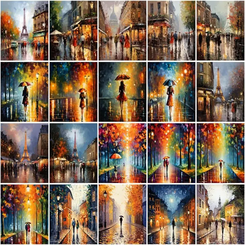

CHENISTORY DIY Frame Pictures By Number Urban Street Scenery Kits Painting By Number Drawing On Canvas HandPainted Art Gift