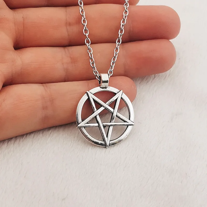 Fashion Inverted Pentagram Pendant Satanic Symbol Necklace Unisex Amulet Jewelry