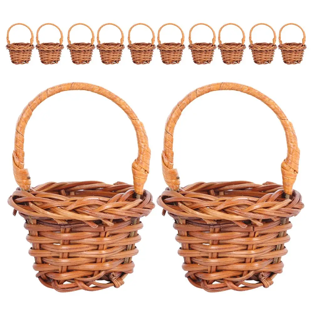 

12pcs Mini Baskets Rattan Storage Small Flower Tiny Home Decor Photo Mini House Baskets Props Picnic Toy Handwoven