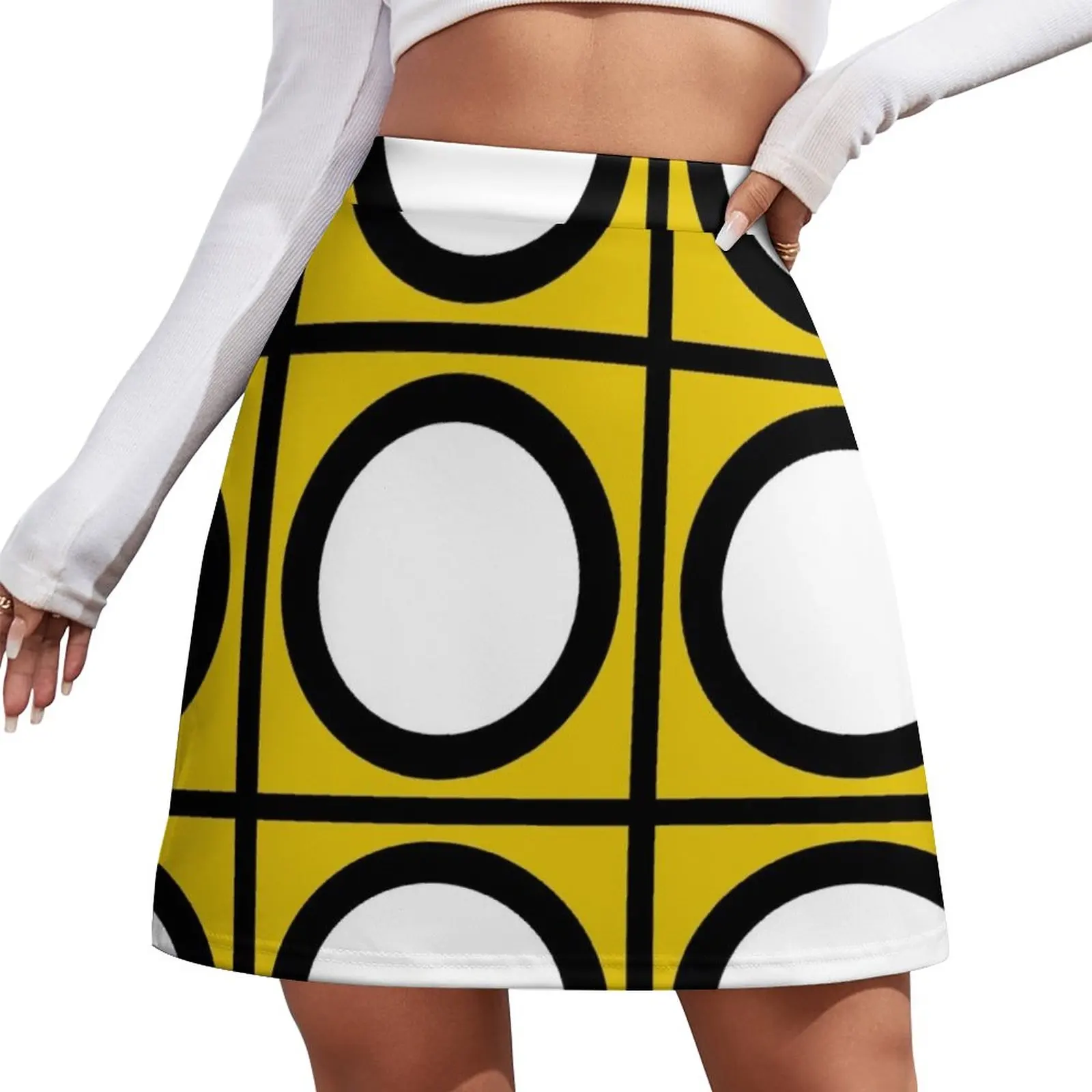 

Retro Yellow Circle Mini Skirt women's golf wear summer japanese fashion dress women summer Women's dress