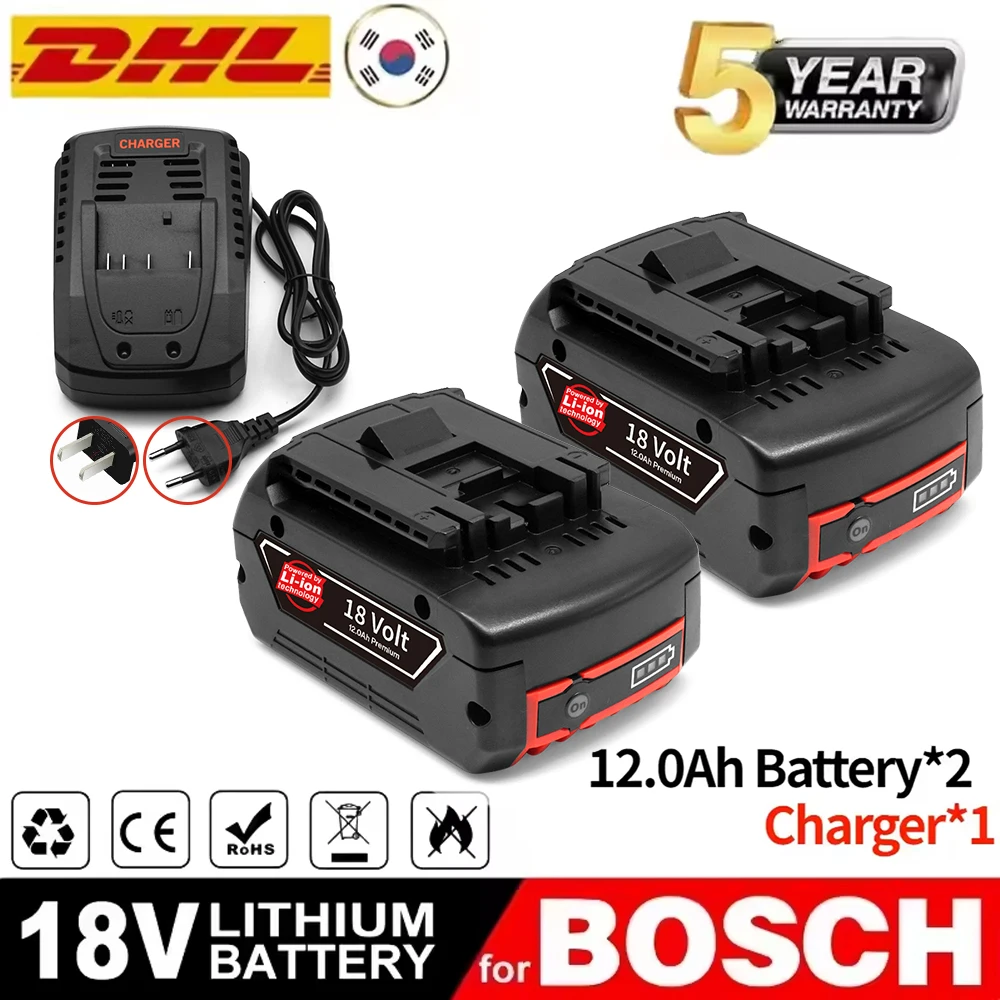 

12.0Ah 100% Brand New Rechargeable Lithium-Ion Tool Battery Suitable for Bosch 18V 12.0Ah (12000mAh), Replaces BAT609/BAT609G