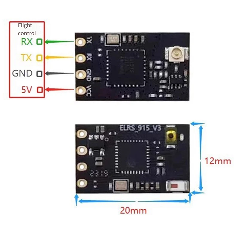 ELRS NANO RX Expresslrs ตัวรับสัญญาณ 915Mhz สีดําสําหรับ RC FPV Traversing Drones อะไหล่