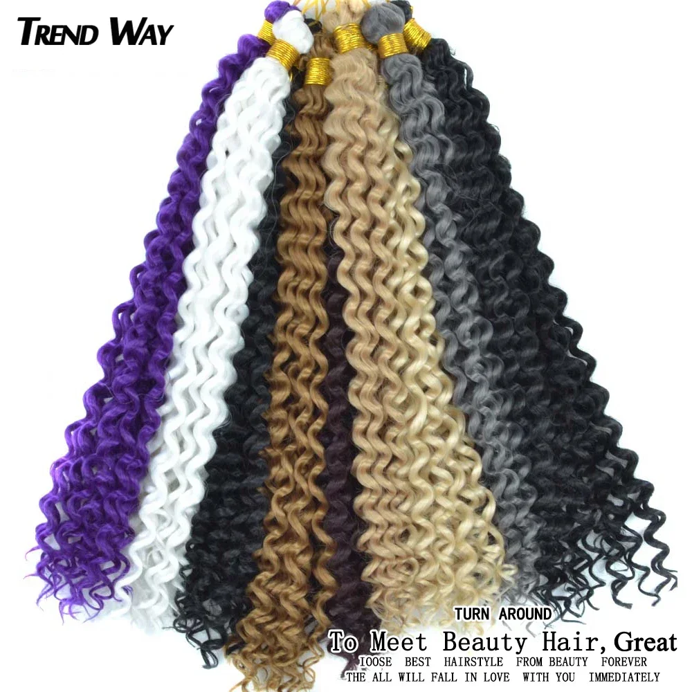 14inch Synthetic Afro Kinky Curly  Water Wave Ombre Braiding Hair Crochet Braids Hair Extensions For Black Women Blonde Brown