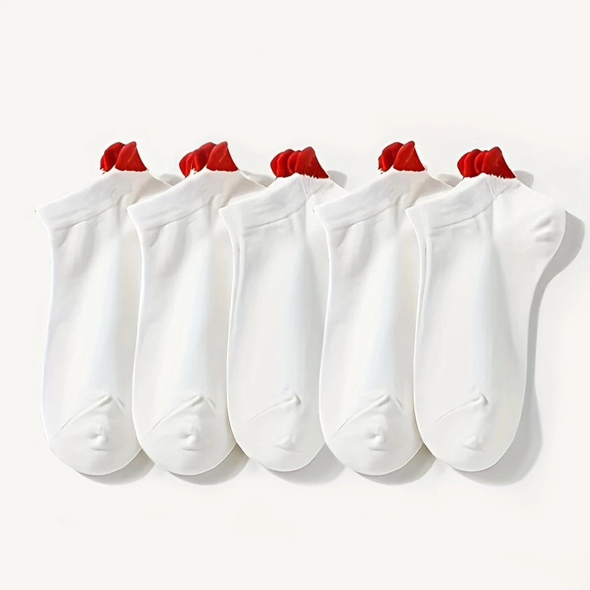 

5 пар женских носков на весну и лето, на День святого Валентина, милые, объемные, с изображением сердца, универсальные, повседневные, дышащие, белые