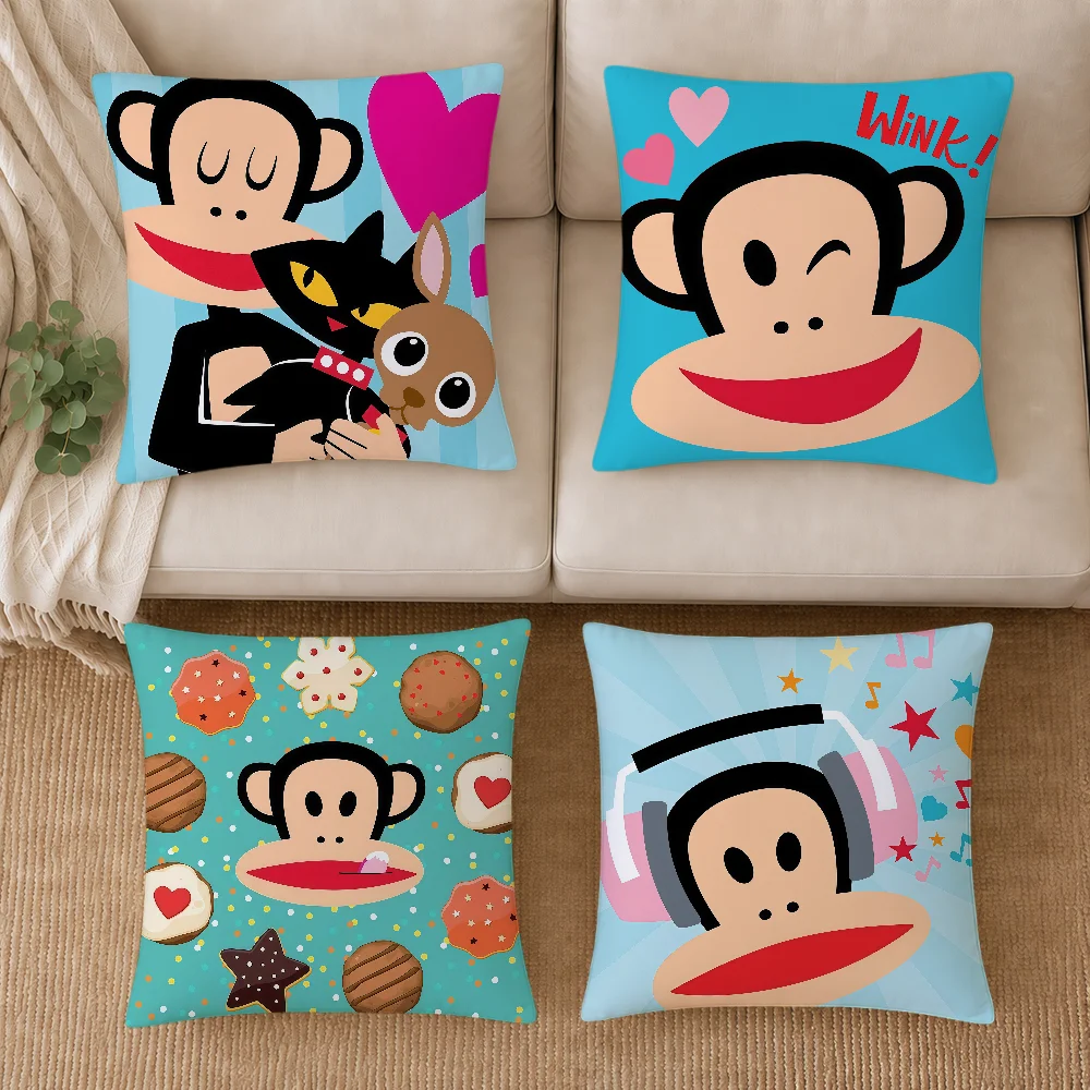Fashion Fun Monkey Art Music P-paul F-frank Cushion Cover Soft Pillowcase Sofa Home Living Room Decor Bed Hogar Pillowcover Gift