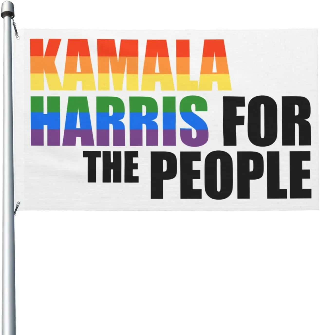 Flagnshow 100% Polyester Kamala Harris 2024 Lgbt Gay Pride Rainbow Flag