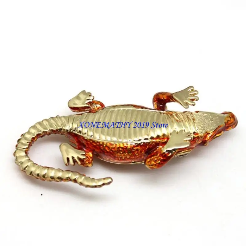 

F42F Handcraft Metal Crocodiles Jewelry Organizers Storage Solution Secure Lock for Jewelry Protective Display