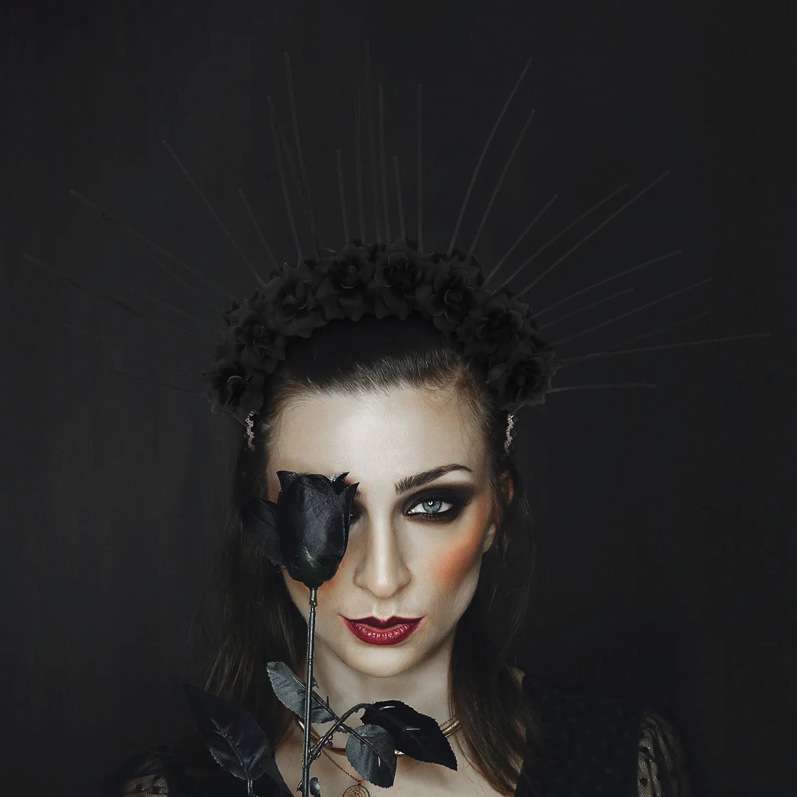 

1Pcs Flower Headband Premium Lolita Headdress Chic Gothic Hairband for Makeup Face Washing Costume Party Performance Photo Prop