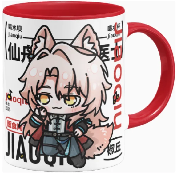 Anime Honkai: Star Rail Jiao qiu Creative Ceramics Mug Cup Water Tea Cups Props Fans Spoon+Cup lid Collection Birthday Gifts