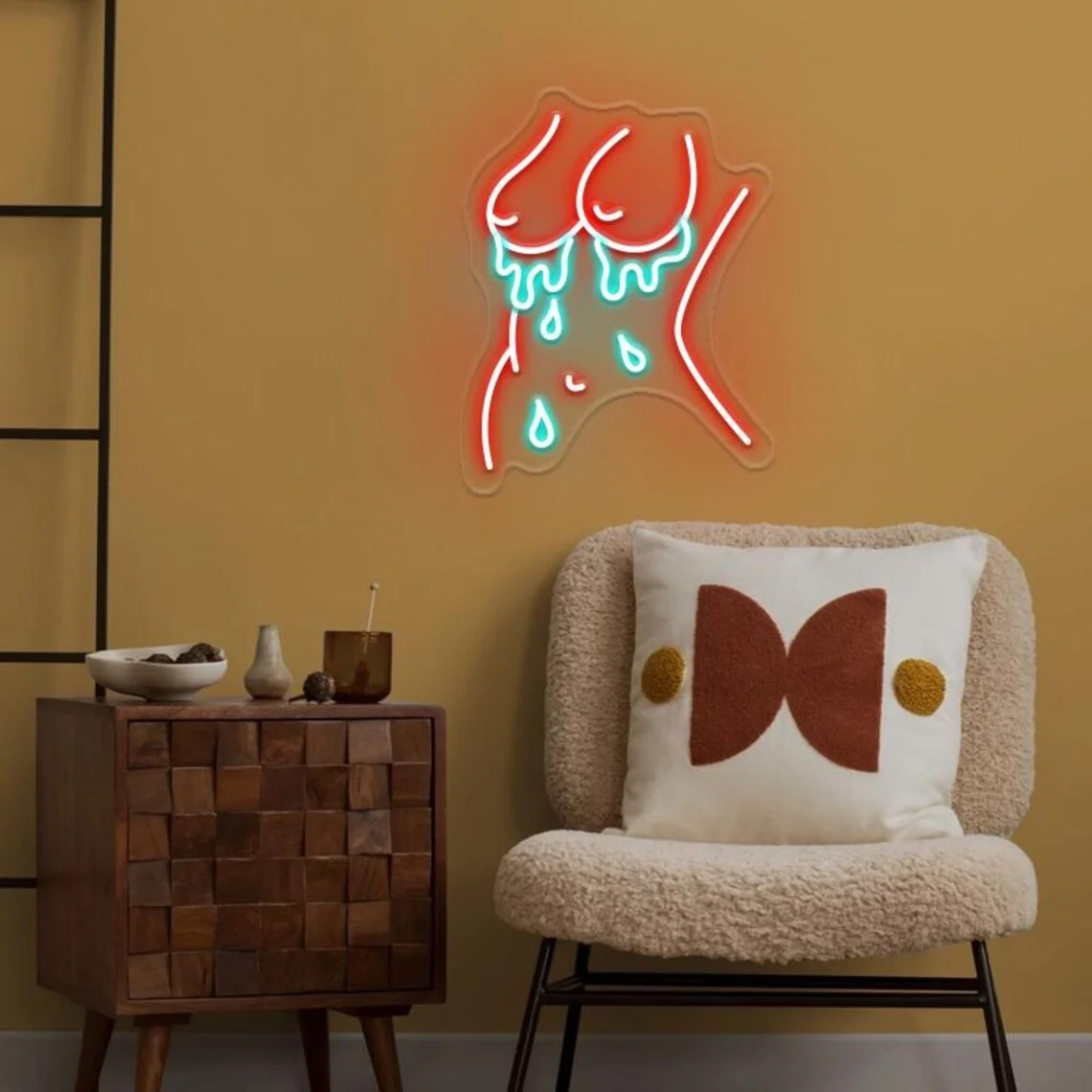 Woman Boobs Body Neon Sign,Cum On Chest Neon Light,Sexy Female Silhouette Neon Light,Adult Humor Neon Sign