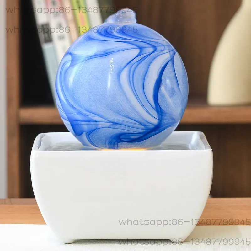 Small flowing water ornament circulating flowing water desktop feng shui wheel office crystal ball making money living room