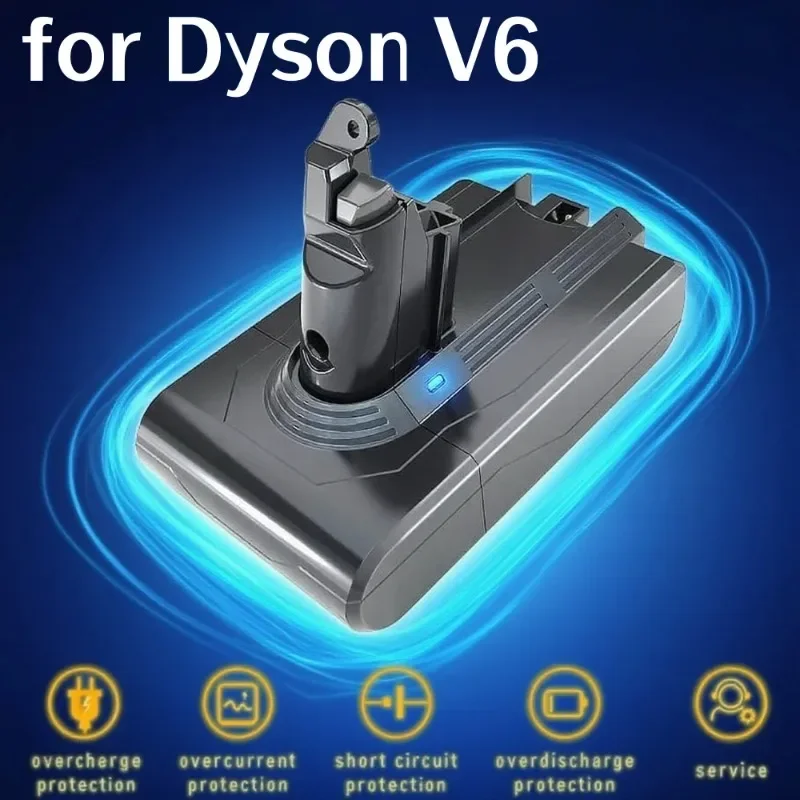 21.6V 60000mAh High-Quality Lithium Suction Battery Compatible with Dyson V6 DC58 DC59 DC62 DC74 SV09 SV07 SV03 965874-02 L30 Mo