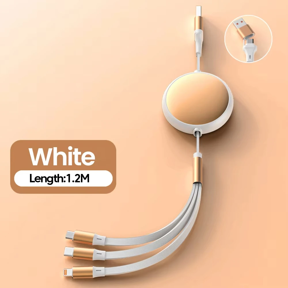 5A 120W 3 in 2 schnelles USB-C-Kabel für Huawei/Honor, einziehbares, tragbares Micro-USB-Typ-C-Ladekabel für iPhone Samsung