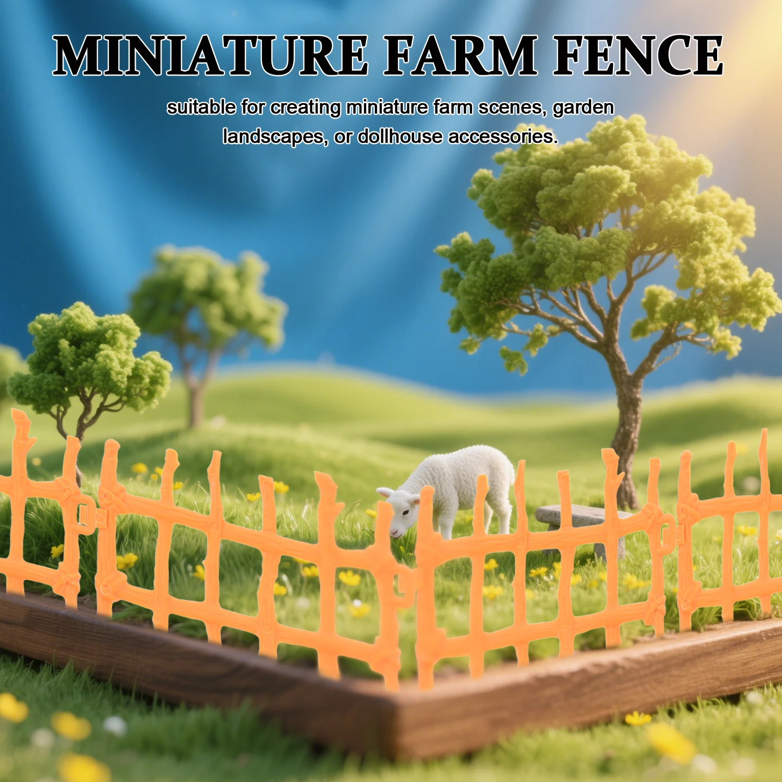 50 stuks Micro Landschap Hek Realistisch Hout Kleur Plastic Mini Boerderij Hek Set voor Tuinbehuizing Dierenbarrière Scène