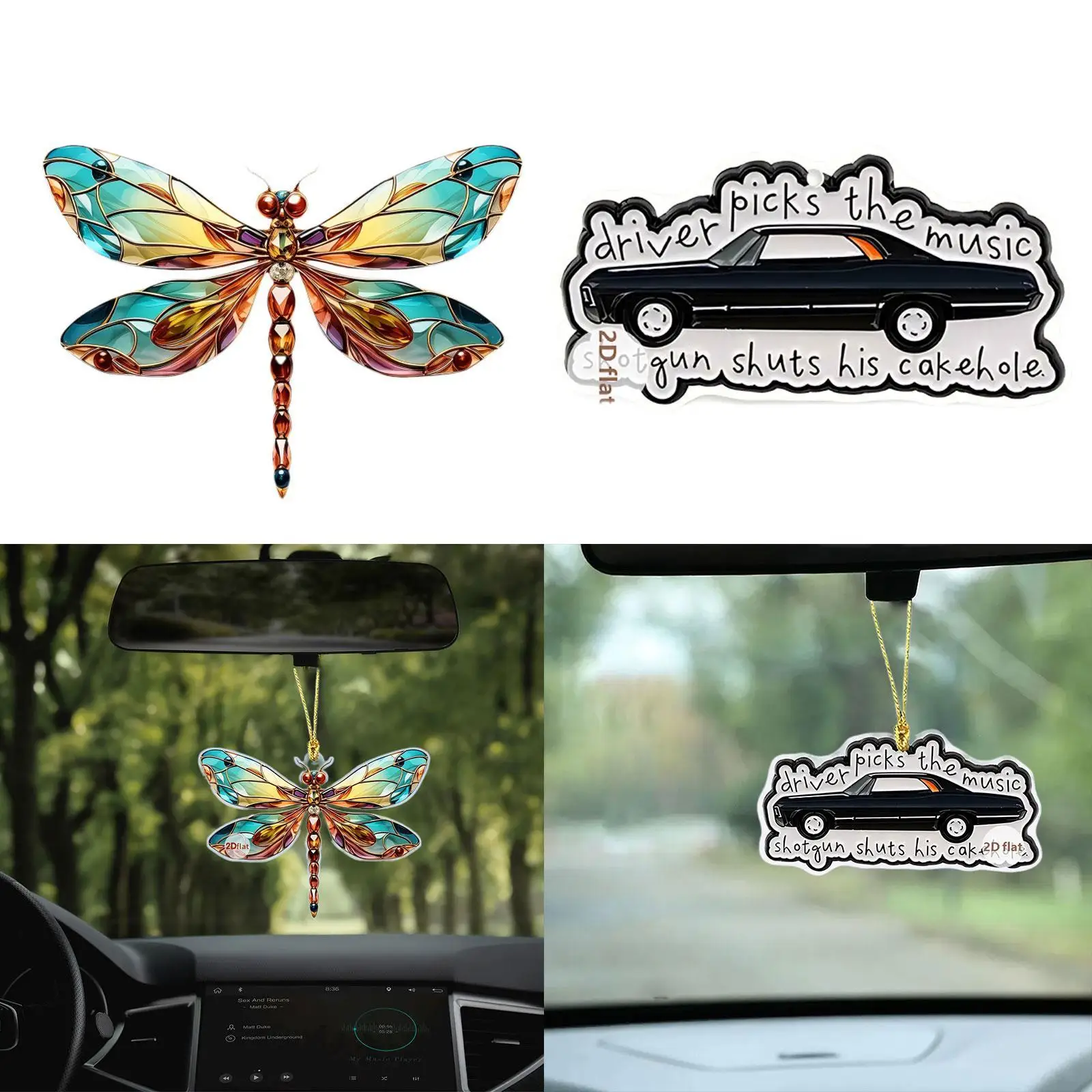 2D Hanging Ornament Keyring Pendant Birthday Gift Multipurpose Car Rearview
