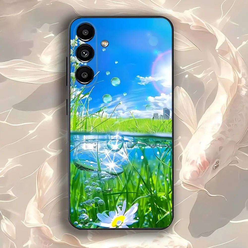 Funda colorida para teléfono Frutiger Aero Art para Samsung Galaxy A73,31,32,72,41,53,52,71,22,5G,Note,J7,8,9 funda negra suave