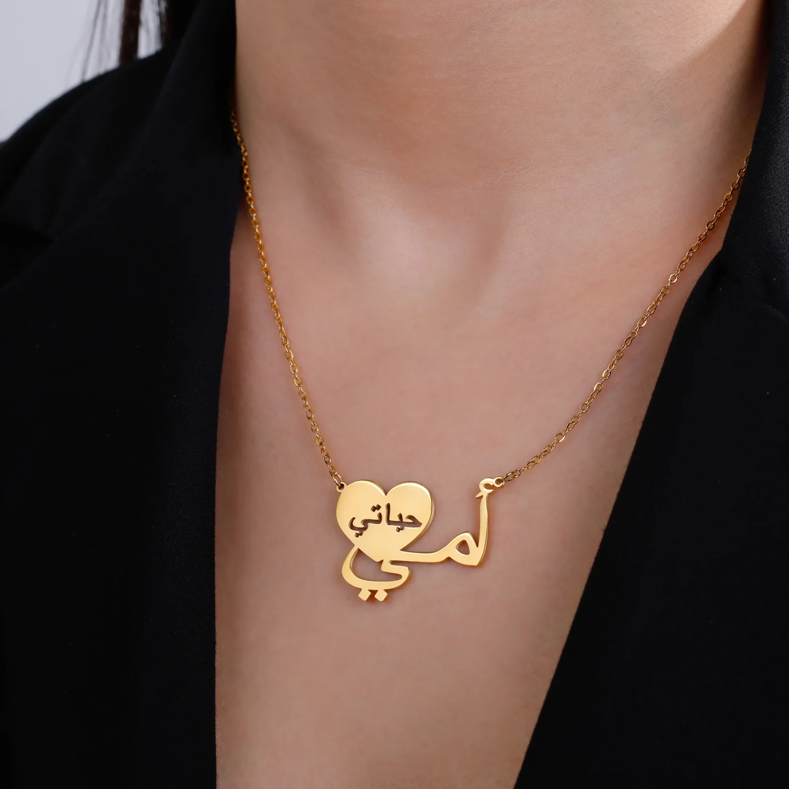 Mother's day gift Arab mama love pendant Necklace stainless steel For Women Gold Color Clavicle Chain High Quality Jewelry