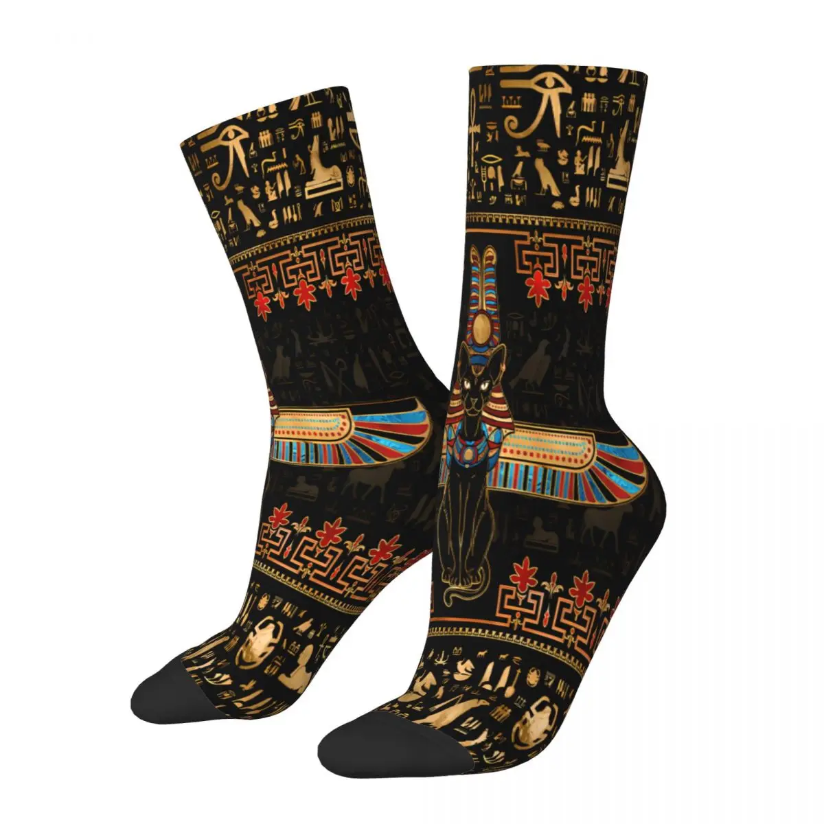 Calcetines de gato egipcio con alas para hombre y mujer, medias de primavera, Hip Hop