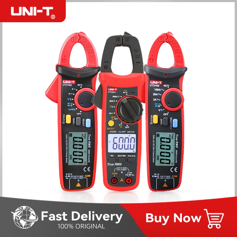 UNI-T UT204 Plus UT210E UT210D Digital Current Clamp Meter Multimeter True RMS 400-600A Auto Range Voltmeter Resistance Test