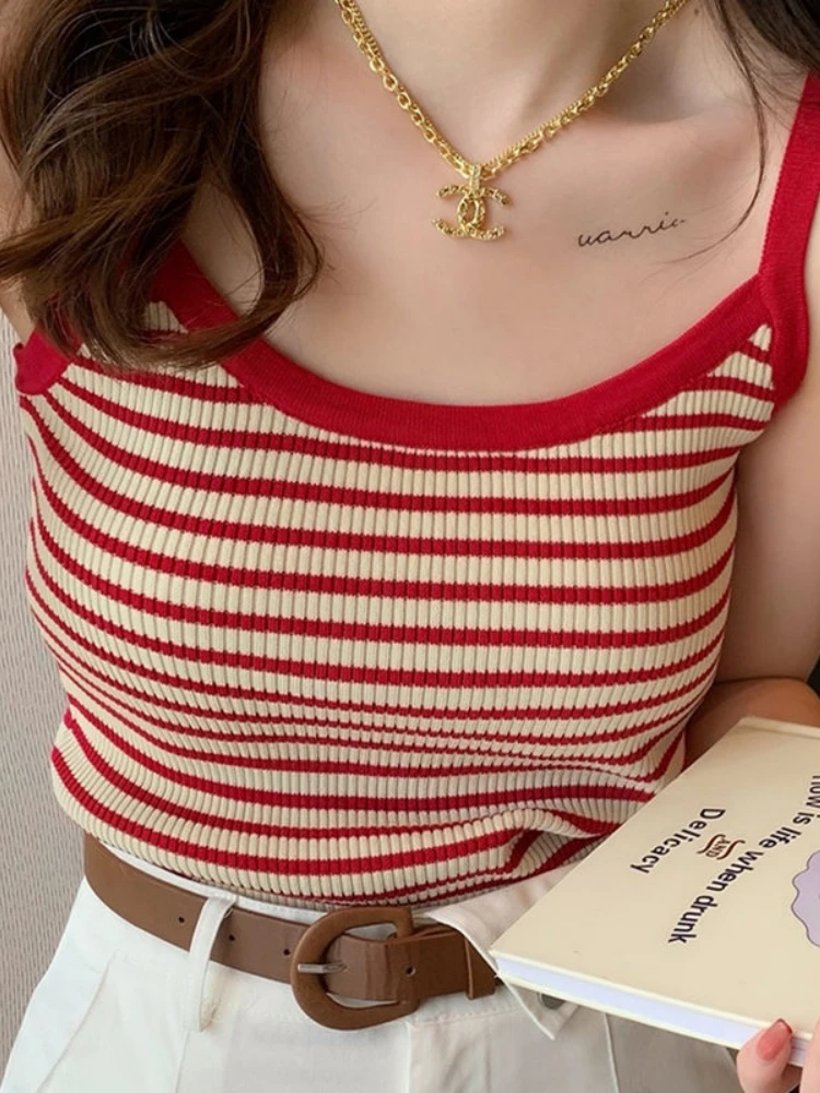 سترة نسائية محبوكة من الحرير الجليدي سترة رفيعة ملابس خارجية صيفية بنمط مخطط للتنقل بطول ort بقصة ضيقة