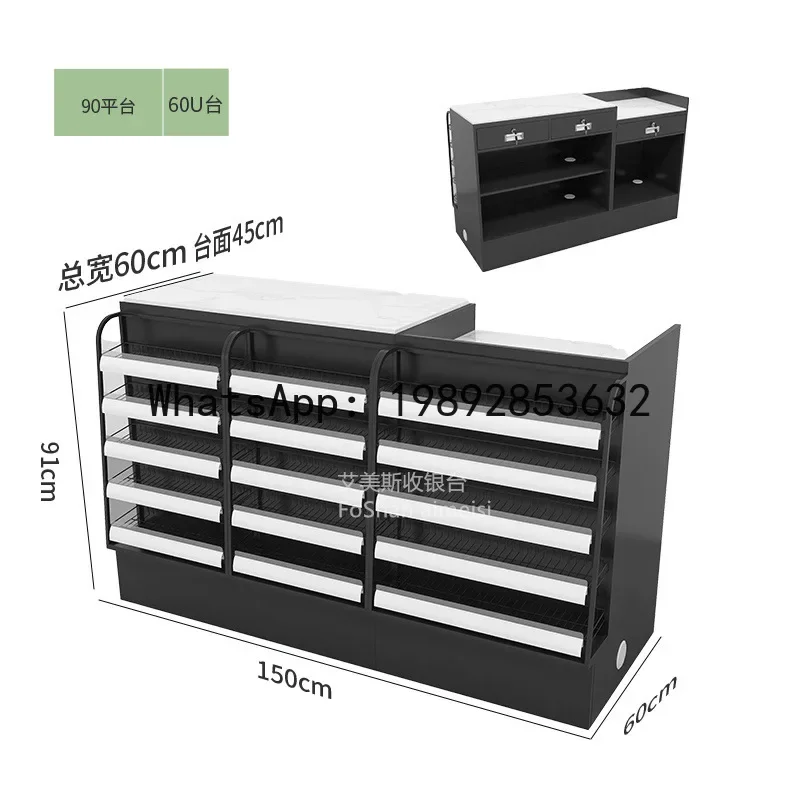 a22 supermarket convenience store checkout counter display cabinet shelf combination with checkout desk