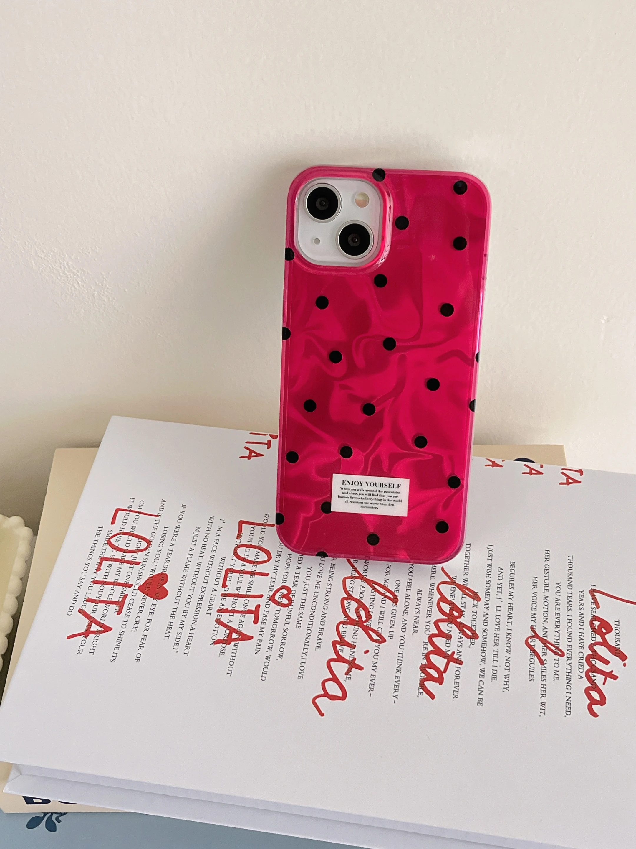 Ins Simple Wave Point Rose Red Phone Case for iPhone 15 14 13 Pro Max 12 Pro Water Ripple Back Cover image 6