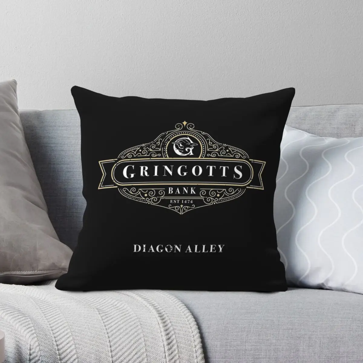 Gringotts Bank Diagon Alley Pillowcase Polyester Linen Velvet Creative Zip Decor Room Cushion Cover