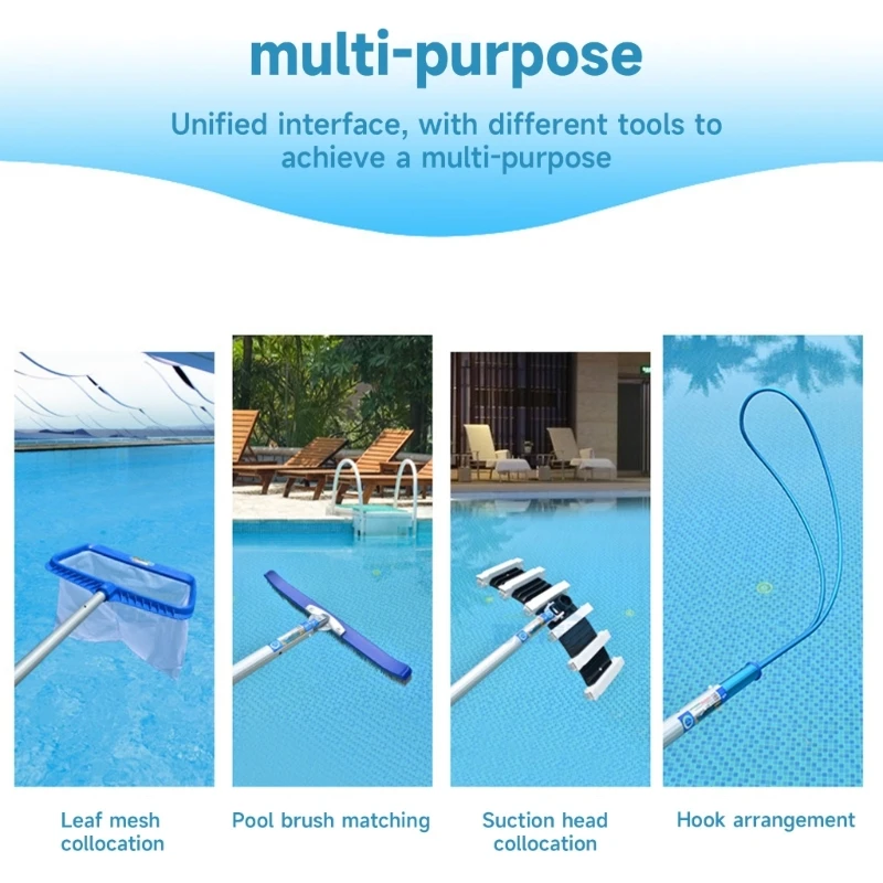 Pali telescopici per piscina Accessori per pulizia asta Lunghezza regolabile Finitura a coste in 3 sezioni antiscivolo