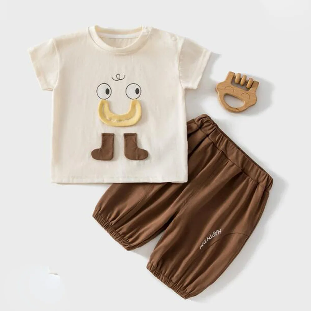 Baby's Outfits Cotton Short Sleeve Tshirt + Shorts Two Pieces Summer Infant Boutique Clothing Unisex Baby Sets For Girls Boys