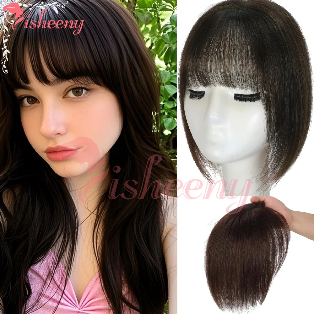 Isheeny Hair Topper Real Human Hair 5*9cm Breathable Mesh Base 2 Secure Clips Clip In Hairpiece Natural Scalp Design Cover Wide Parting Gray Hair For Women