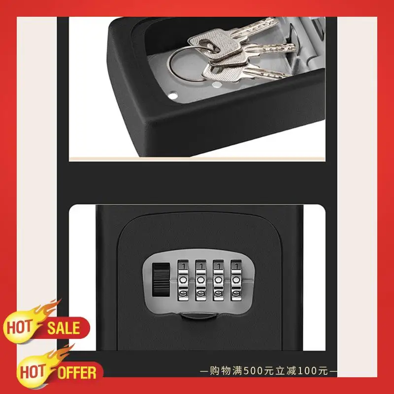 1PCS Wall Mount Key Storage Secret Box Organizer 4 Digit Combination Password Security Code Lock No Key (A)