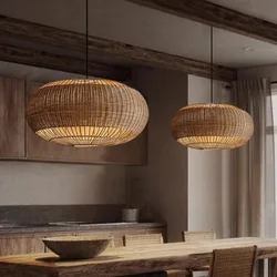 Wabi sabi Rattan Lamp japanese hand-woven bamboo light Living room Restaurant kitchen hanging lamp dining table lantern lamp